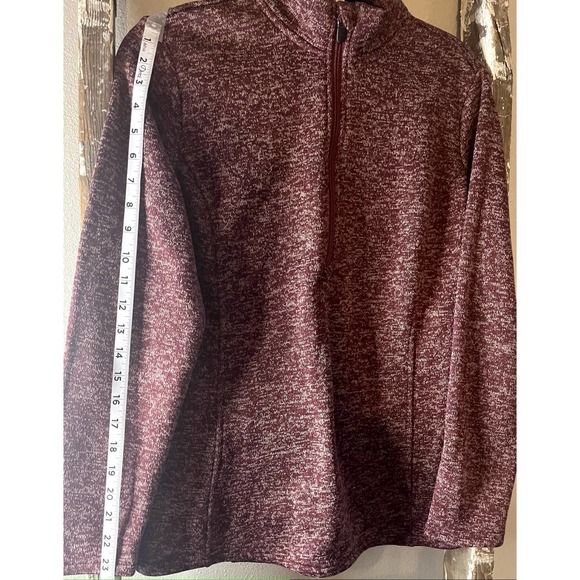 Bit & Bridle Burgund Heather Quarter Zip Pullover Sweater Long Sleeve Casual Top - Picture 2 of 6